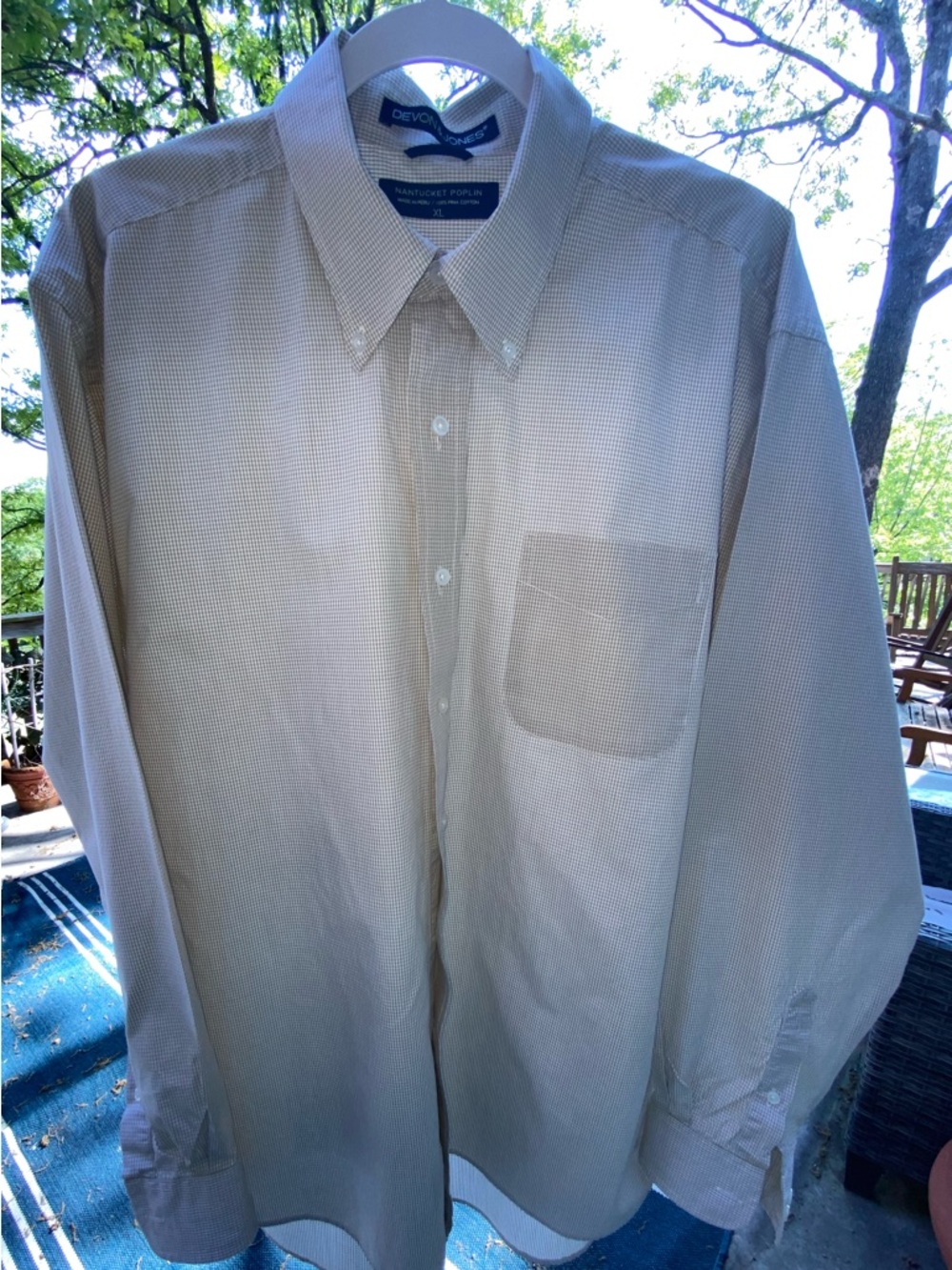 Devon & Jones Pima Cotton Men's Button-Up Dress Shirt in Beige